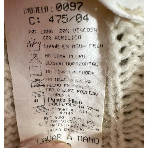 Vintage Loren’s Punto Fino Sweater Dress Women Medium Ivory Cable Knit Maxi Flaw - Picture 7 of 10